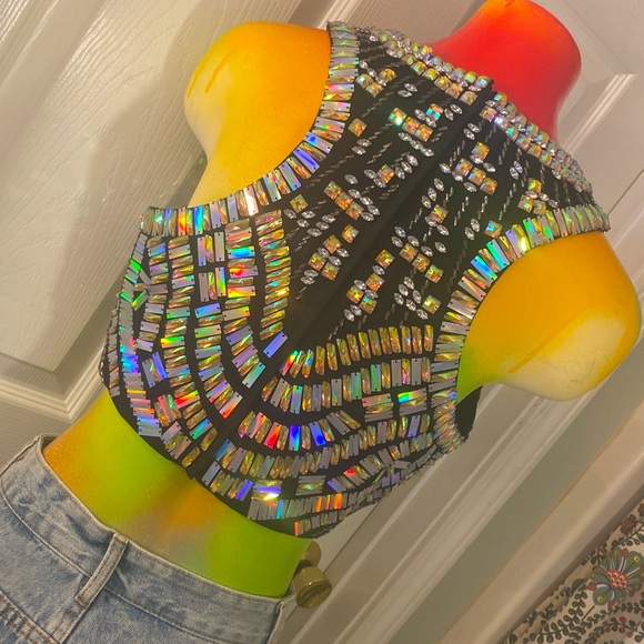 Bebe Show Stopper Sequin Sleeveless Crop Top - Picture 7 of 15